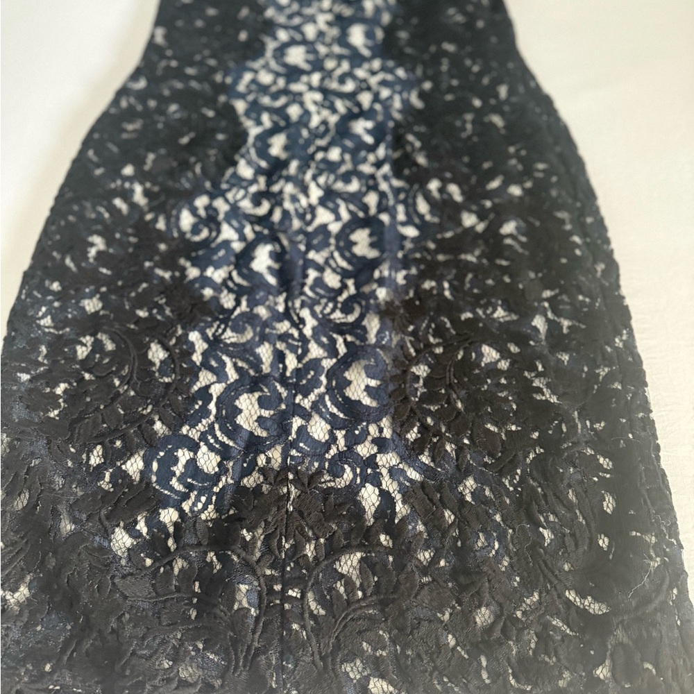 Tadashi Shoji Black and Navy Lace Midi Dress - Picture 9 of 11